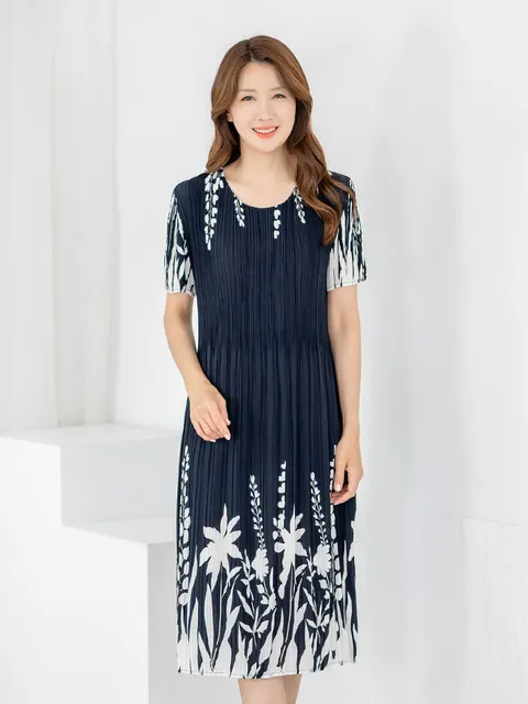 엄마옷 플리츠 반팔 원피스 605FGH324 마담/중년여성/빅사이즈/50대/60대