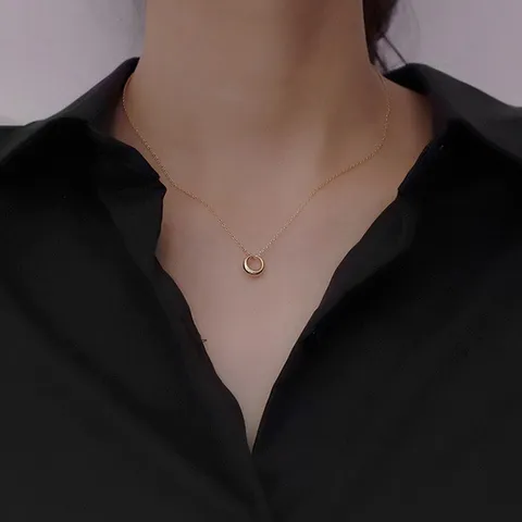 동글 링 미니 925 14k 도금 은 목걸이_IH