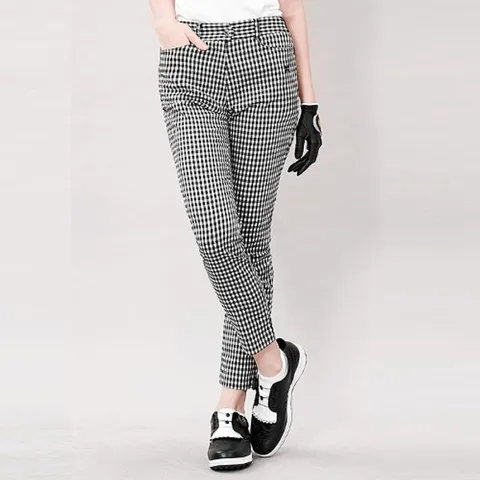 [하프클럽] 미우 퍼포먼스 리브디 여성골프 쿨냉감 체크팬츠 여자골프여름바지 골프여름팬츠