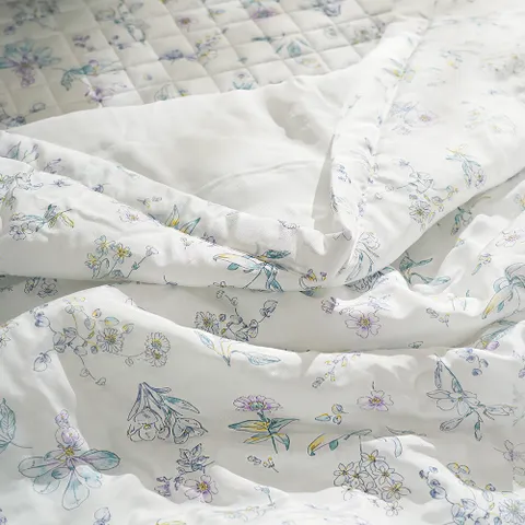 시원한 여름 꽃무늬 풍기인견 누빔이불 싱글 블루 국내산