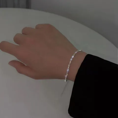 s925 스파클링 체인 스크류 팔찌 은팔찌세트 여자팔찌선물 심플팔찌 출근룩코디