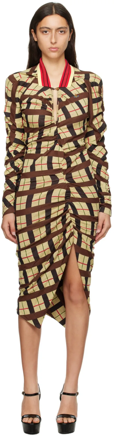 비비안 웨스트우드 베이지 풀링 미디 드레스 232314F054007