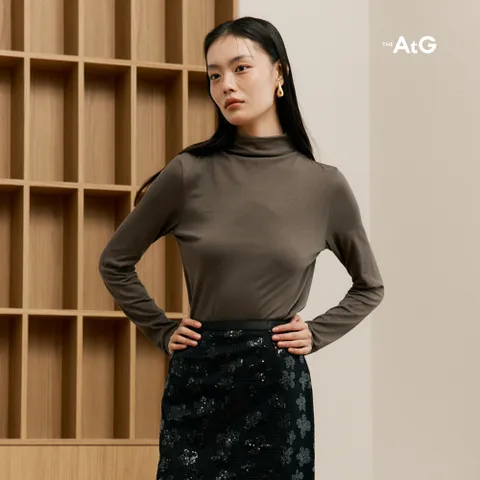 [44,55 ONLY]더엣지 코튼모달 하이넥 티블라우스 5종