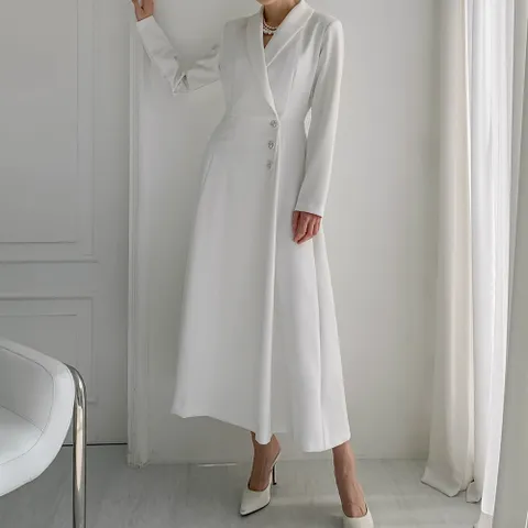 여자 봄 가을 겨울 무지 카라 랩 롱원피스 모임룩 하객룩 오피스룩 상견례 결혼식