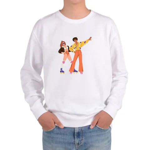 [하프클럽]  맨투맨 전사이즈 레트로 롤러스케이트 음악 디자인