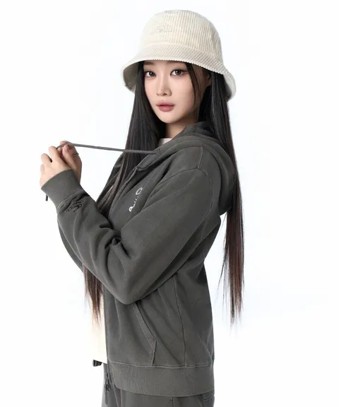 리안 여성 후디 점퍼 브라운