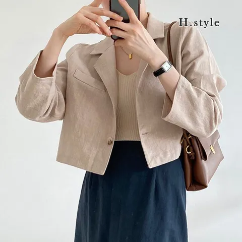[하프클럽/에이치스타일]TK/린넨크롭자켓/봄/여름/자켓