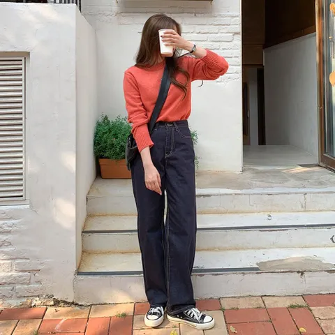 [다잇템] 여자 12컬러 U넥 민무늬 울니트 FW 보카시 니트