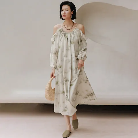 LS_Loose chiffon floral dress
