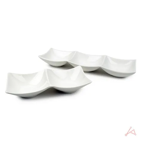 직사각 나눔접시 2구 18cm 435929 직사각 나눔접시 도자기접시 서빙접시 나눔그릇 반찬접시