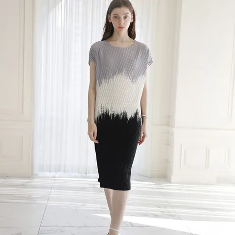 [최초가 118000원] 비대칭 컬러 프린트 반팔 원피스_YJ05WRPOP04