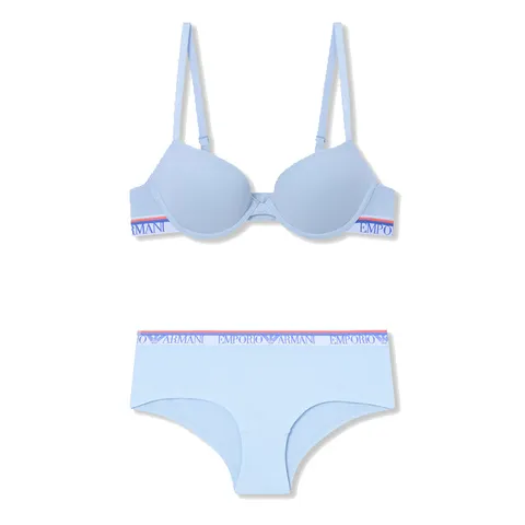 [롯데백화점][엠포리오 아르마니 언더웨어]여성 로고 밴딩 ABCD컵 푸쉬업 브라 치키 팬티 세트 (0825185524-12524)