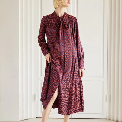 [최초가 199000원] [55~88] 자카드 타이넥 원피스