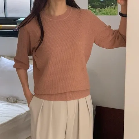 [다잇템] 여자 골지니트 팝컬러 비스코스 핫핑크 SS 8부 니트_20132984_588872