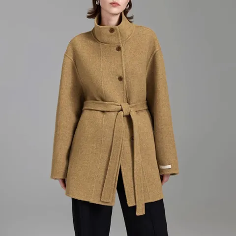 하이넥 울 하프코트 울90 브랜드공정 고퀄리티 핸드메이드코트 여성오버핏코트 여성겨울코트 여성_1