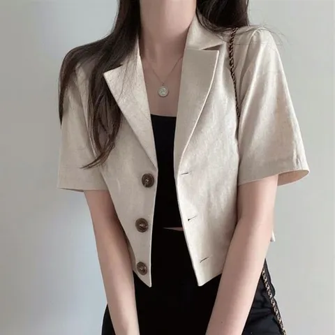 [하프클럽/디애이치]캐주얼 린넨 숏 자켓