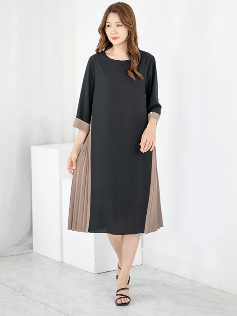 엄마옷 라운드 7부 옆주름 원피스 605FGH150 마담/중년여성/빅사이즈/50대/60대