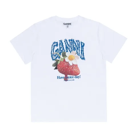 GANNI A1050201 151 스트로베리 로고 여성 반팔티