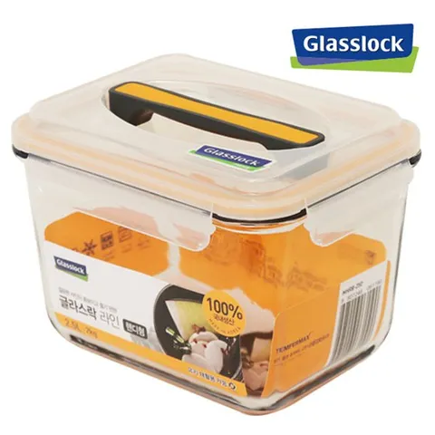 글라스락 라인핸디형_2500ml 손잡이밀폐용기 유리밀폐용기 유리찬통 유리김치통 글라스용기