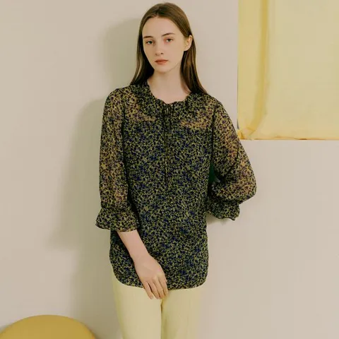 [하프클럽/마르조]블라우스 플로럴옐로우