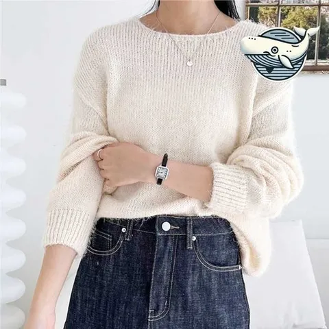 [하프클럽/모노무드] 여유로운 루즈핏 파스텔 스퀘어 니트 따뜻한