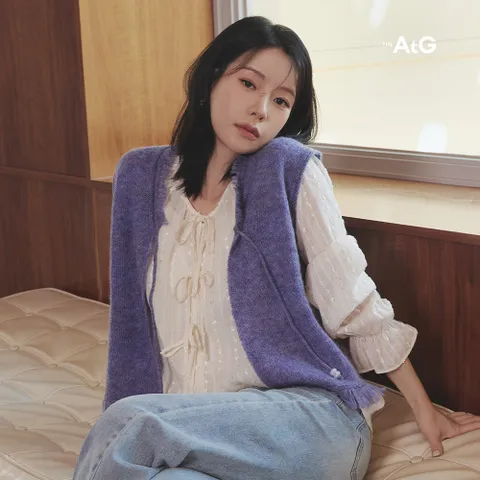 더엣지 25FW 프린지 오픈 니트 베스트