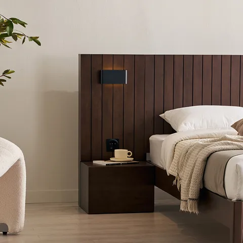 모네어 호텔 원목 LED조명 사이드 협탁(침대 구매시 배송가능)