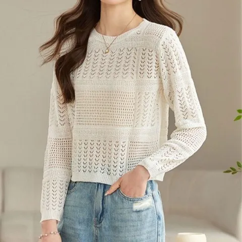 S/S 오버핏 숏탑 네트 울탑컴포트 그물니트 여성그물니트 그물상의 시스루니트 여름니트