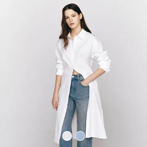 345520 여 롱 셔츠 원피스