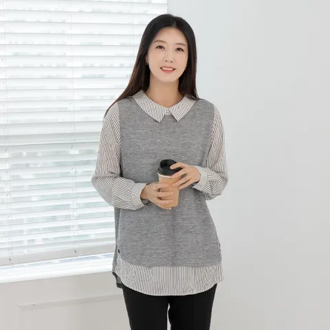 엄마옷  니트레이어드 마담옷 블라우스-RBL2501011-