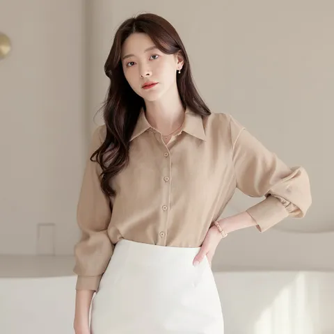 (~XXL까지) 에이머스 핀턱 셔링 블라우스 봄 가을 긴팔 시스루 하객룩 오피스룩 출근룩 모임 미시 빅사이즈