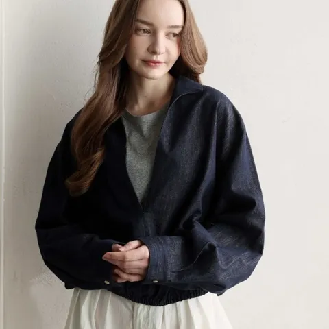 레이어드 청남방 셔켓 라운드면티 블루종 아방 긴팔셔츠