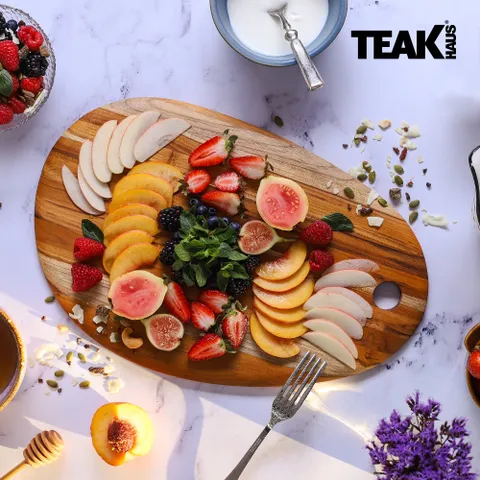 [티크하우스] 엘레강스 엣지 그레인 타원 도마 (41x27cm) 프리미엄 원목 도마