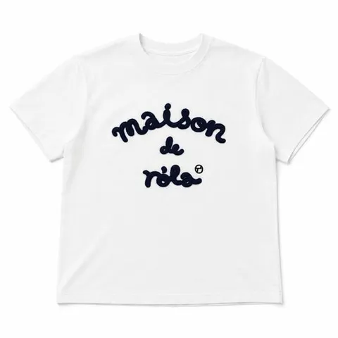 [하프클럽] 로라로라 MAISON DE ROLA 엠브로이더리 티셔츠 화이트네이비