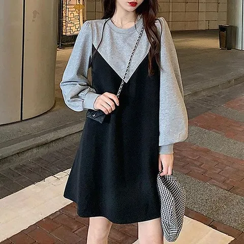 [하프클럽] 브이배색라운드원피스 일상 데일리룩 편한