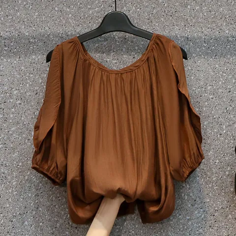 B-237441 - 프릴 오픈 찰랑 블라우스/루즈핏/셔츠/이너/데일리/오피스룩/엄마옷