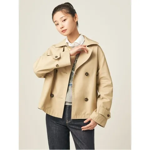 레이디스 코튼 숏 더블 트렌치  베이지 (BF583TC01A)