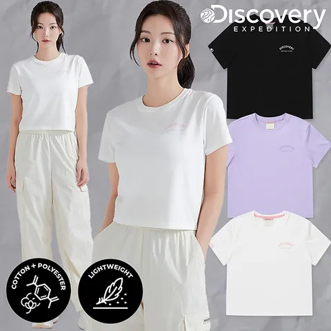 디스커버리 가격인하 여성 슬림핏 크롭 기능성 반팔티셔츠 DWRS96043 463691