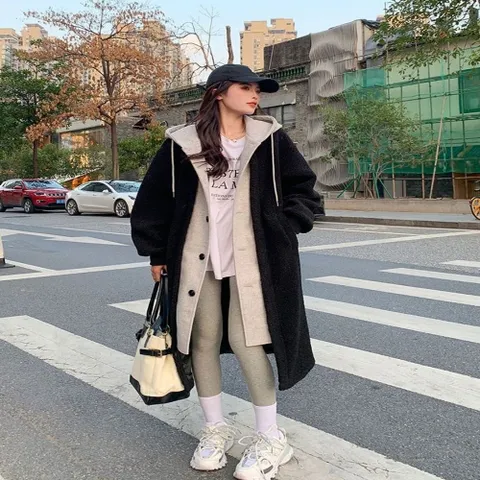 여자 3컬러 겨울 후드 일체형 뽀글이점퍼 양털롱코트 양털 후드양털 롱점퍼 점퍼