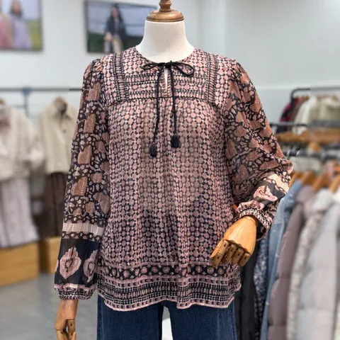 쉬폰 보더 블라우스 t242mbl136_DG