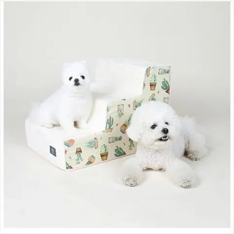 D11 선인장랜드 3단스텝 아이보리 소파 강아지 계단 강아지스텝 애견스텝 반려견계단