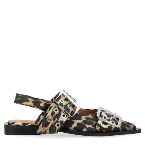 MUST IT_GANNI 가니 Leopard Satin Feminine Buckle Ballerinas (S2947 943) (레오파드 새틴 페미닌 버클 발레리나)
