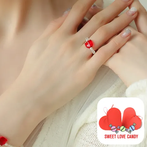 [+SWEET LOVE CANDY 패키지] 빨강튤립(사랑의 고백) 비즈 반지+핑크선물포장+쇼핑백