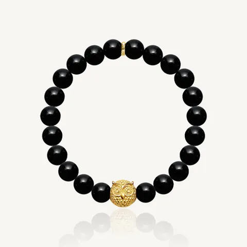 부엉이 오닉스 8mm 참 팔찌 24K 순금 3.75g