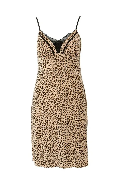 브라컵이 내장되어있는 모달 호피 프린트 풀슬립 WFS2460