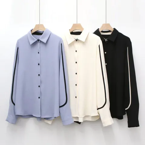 [다잇템] 여자 파이핑 출근룩 알바 봄셔츠 블라우스_4