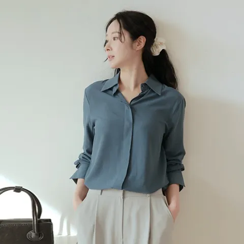 [최초가 89,000원]페미닌 히든버튼 타이 블라우스 2종세트