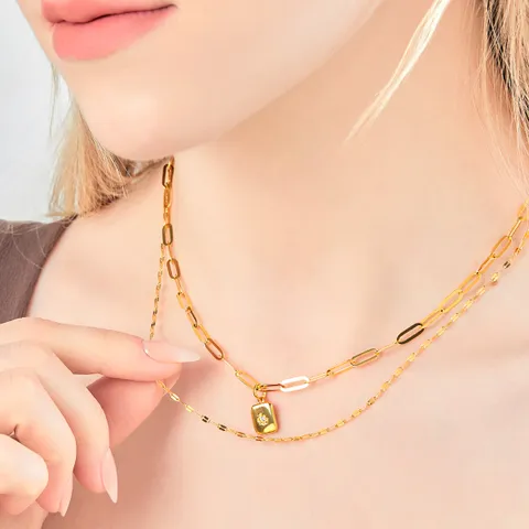 순금(11.25g) 3돈 모네 클립 레이어드 여성 목걸이NG-1197