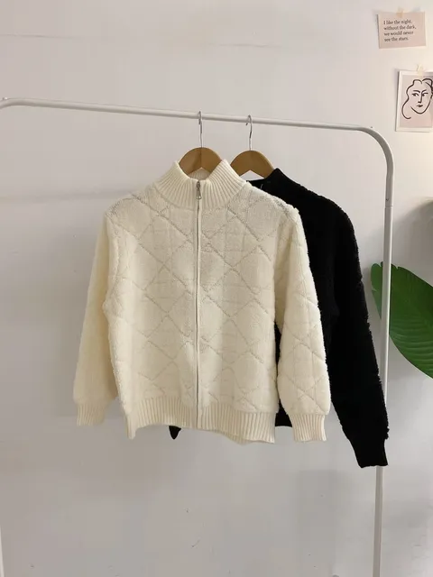 [브리치] 허니제이 / 룬텔 보송 하이넥 니트 집업(2color)