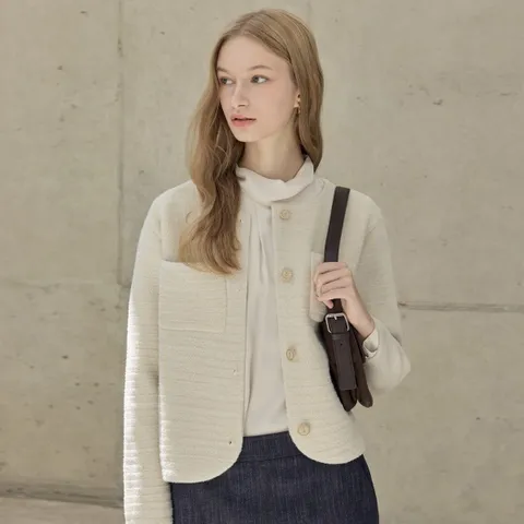 [리안]샤인 트위드 니트 자켓